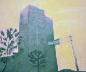 Untitled (Yellow with Building) painting