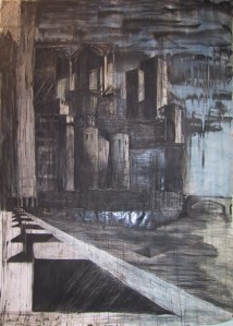 Gothic Vauxhall, mixed media on paper, 59"x79"